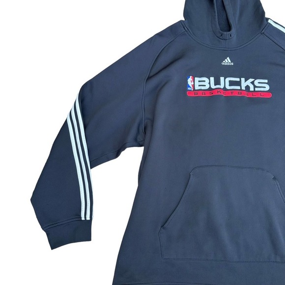 Adidas NBA Milwaukee Bucks Hoodie Sweatshirt Basketball Black Extra Large - Picture 9 of 16